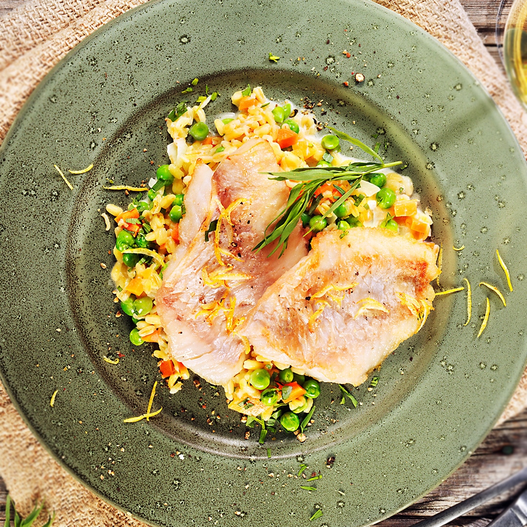 Rotbarsch-Filet mit Ebly-Risotto