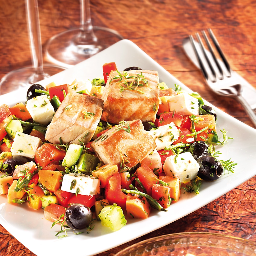 Thunfisch-Ragout mit Hirtensalat