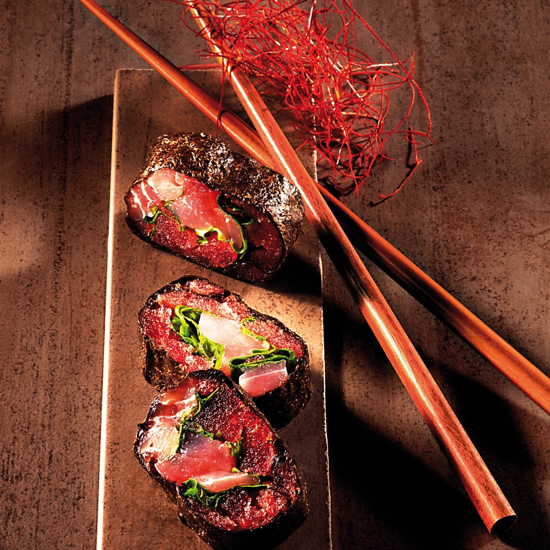 Maki vom Yellowfin-Thunfisch mit Wassermelone
