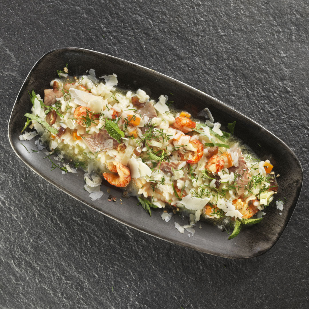 Aal- und Krebsfleisch-Risotto