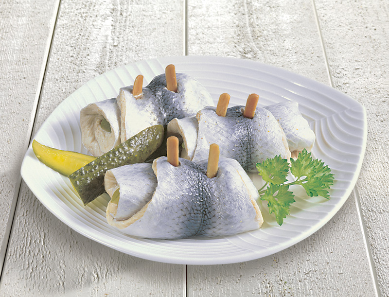 K GOSCH Gabel-Rollmops in süß-saurer Marinade, mit Zwiebeln, handgerollt, 10 Stück, 350 g
