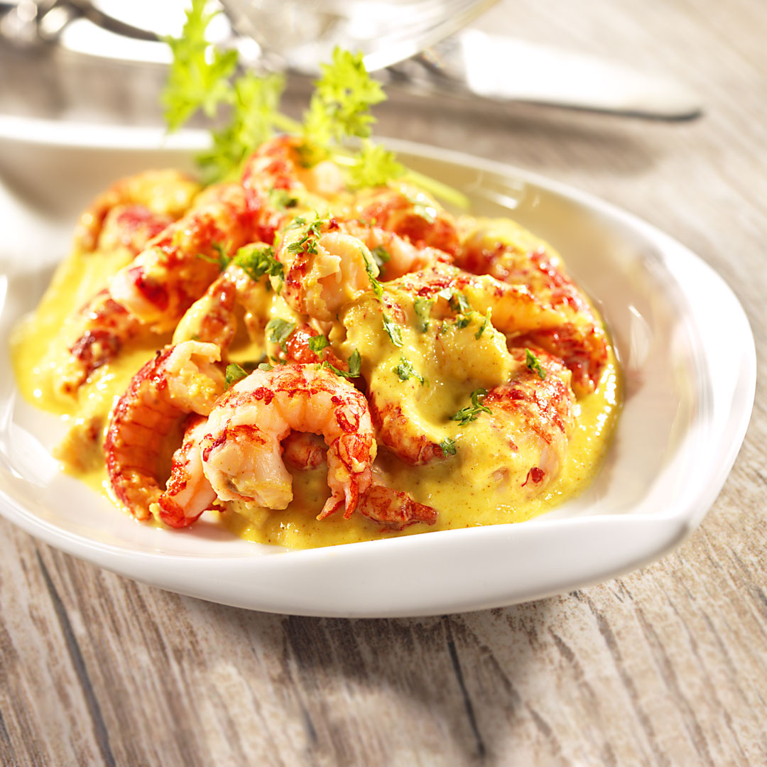 Flusskrebsfleisch-Currysalat